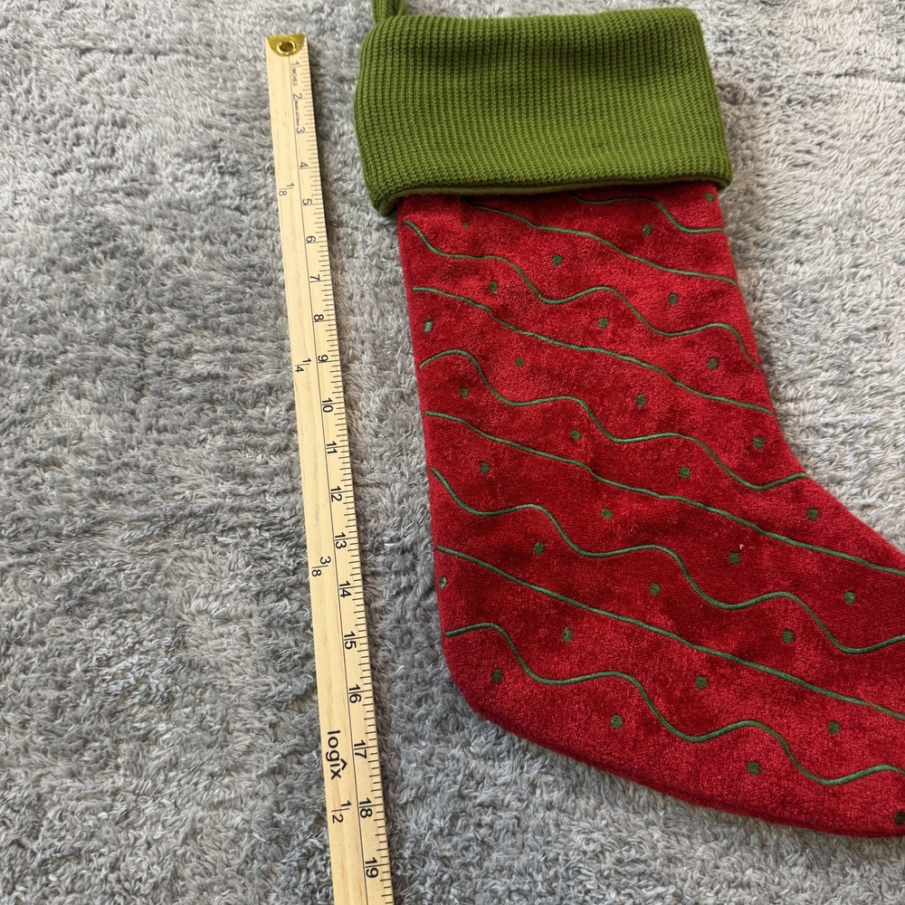 Unbranded Holiday Stocking and Santa Hat Set OS Red Green Sequin Velvet